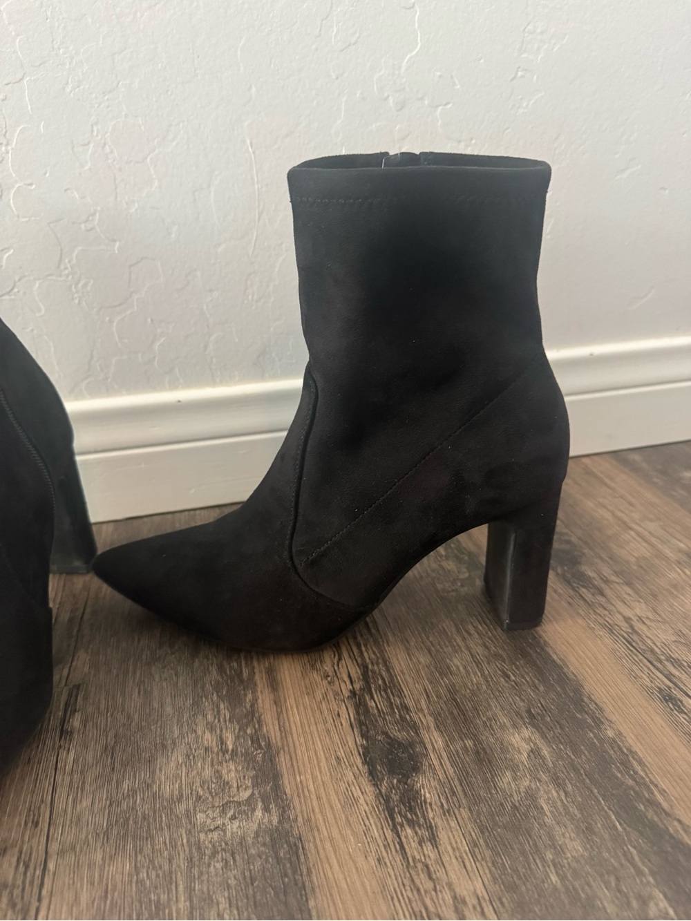 a new day Black Pointed Toe Block Heel Booties